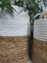 Load image into Gallery viewer, Jute &amp; White Cotton - Planter Pots/Storage Basket
