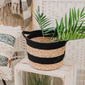 Jute & Black Cotton - Planter Pots/Storage Basket