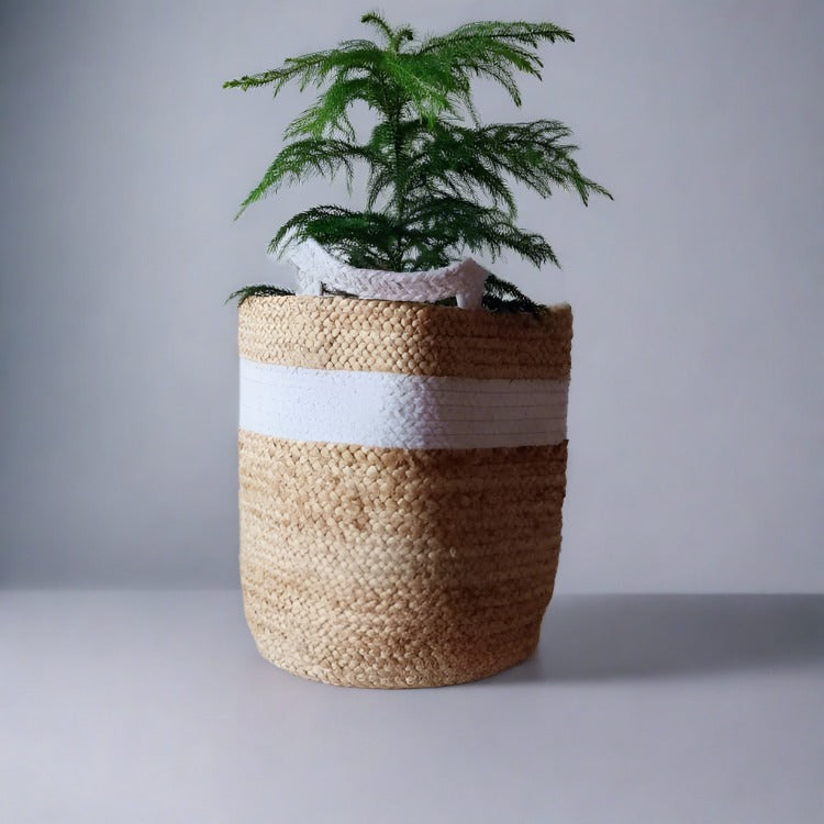 Jute & White - Planter Pots/Storage Basket