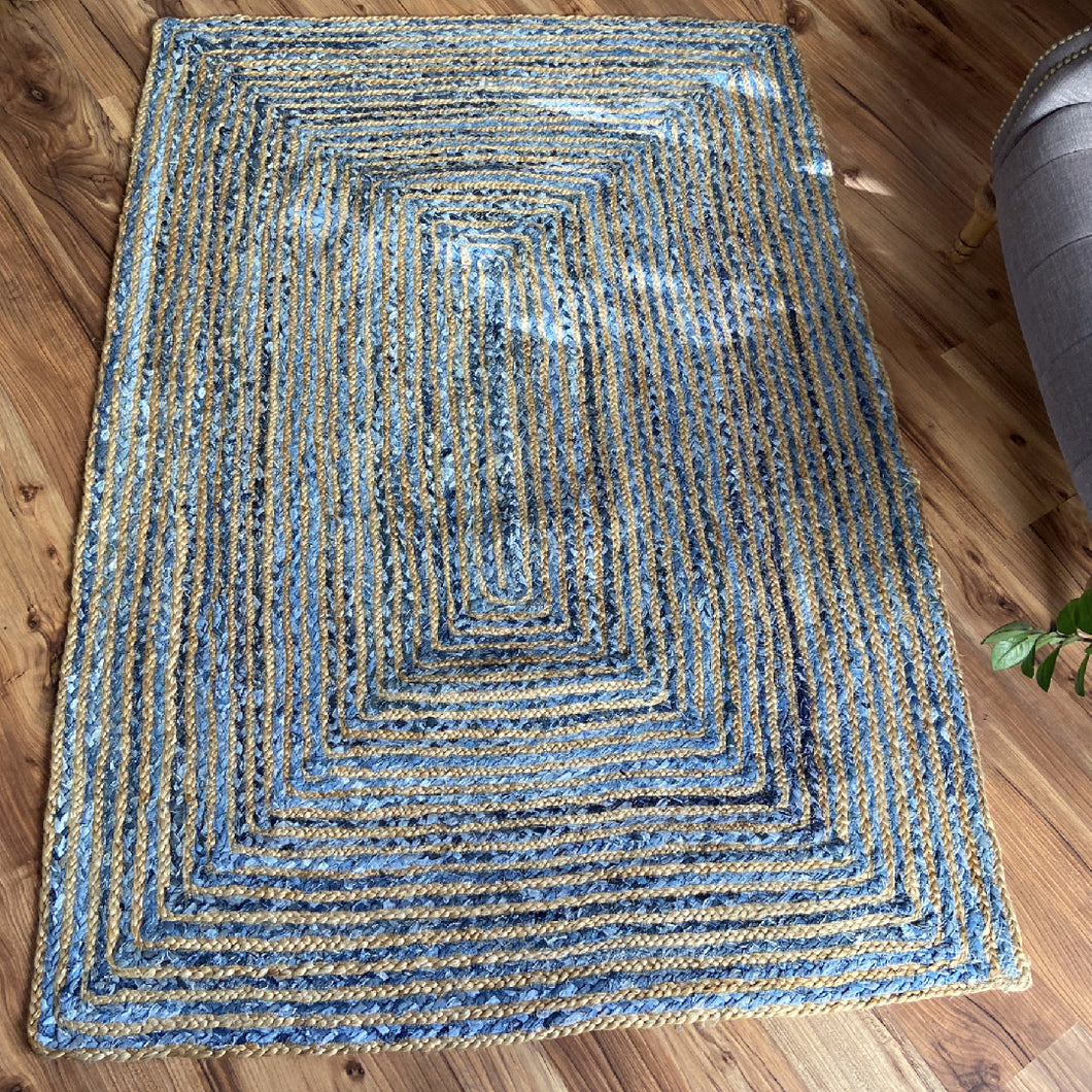 Jute & Denim Collection Classic Hand Woven Area Rug