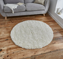 Load image into Gallery viewer, Cream Plain  - Premium Round Shaggy Rug
