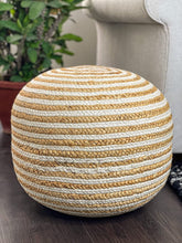 Load image into Gallery viewer, White Cotton - Natural Jute Pouf/Ottoman
