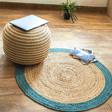 Load image into Gallery viewer, White Cotton - Natural Jute Pouf/Ottoman
