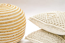 Load image into Gallery viewer, White Cotton - Natural Jute Pouf/Ottoman
