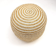 Load image into Gallery viewer, White Cotton - Natural Jute Pouf/Ottoman
