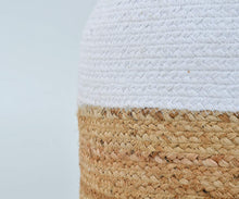 Load image into Gallery viewer, white/Beige Jute Pouf/Ottoman
