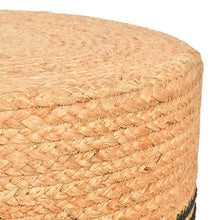 Load image into Gallery viewer, Black Cotton/Beige Jute Pouf/Ottoman
