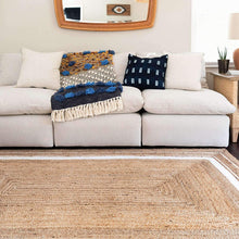 Load image into Gallery viewer, Braided Natural Jute with white Cotton Collection Classic Hand Woven Area Rug
