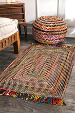 Load image into Gallery viewer, Braided Jute &amp; Cotton Collection Classic Hand Woven Area Rug
