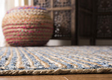 Load image into Gallery viewer, Jute With Denim Oval Collection Classic Hand Woven Area Rug
