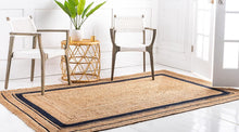 Load image into Gallery viewer, Braided Jute Collection Classic Hand Woven Black Design Area Rug
