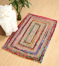 Load image into Gallery viewer, Braided Natural Jute &amp; Multi Cotton Collection Classic Hand Woven Area carpet
