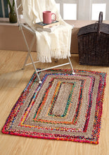 Load image into Gallery viewer, Braided Natural Jute &amp; Multi Cotton Collection Classic Hand Woven Area carpet
