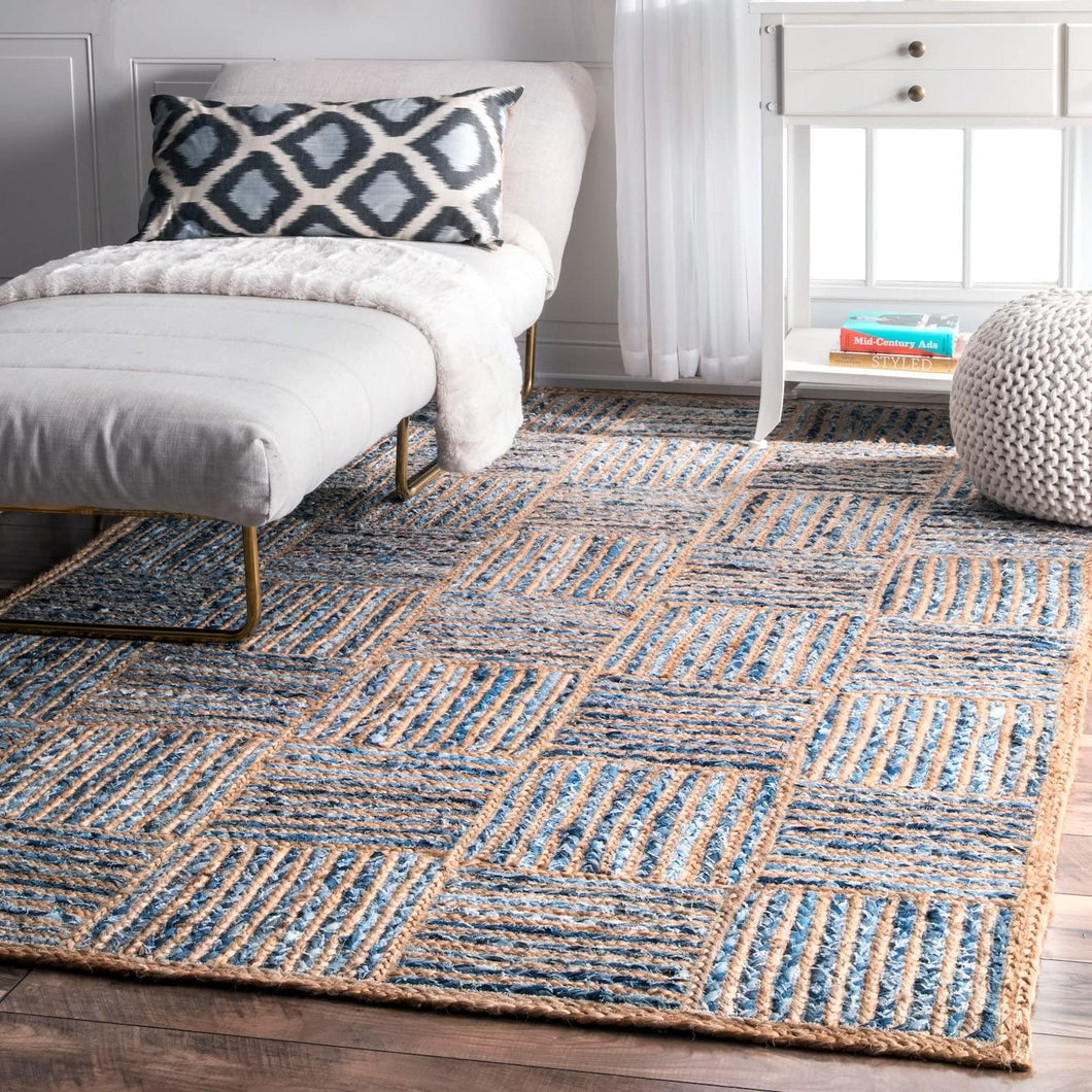 Braided Natural Denim with Collection Hand Woven Area Rug