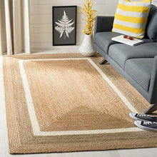 Load image into Gallery viewer, Braided Natural Jute White Plain Pattern Area Rug
