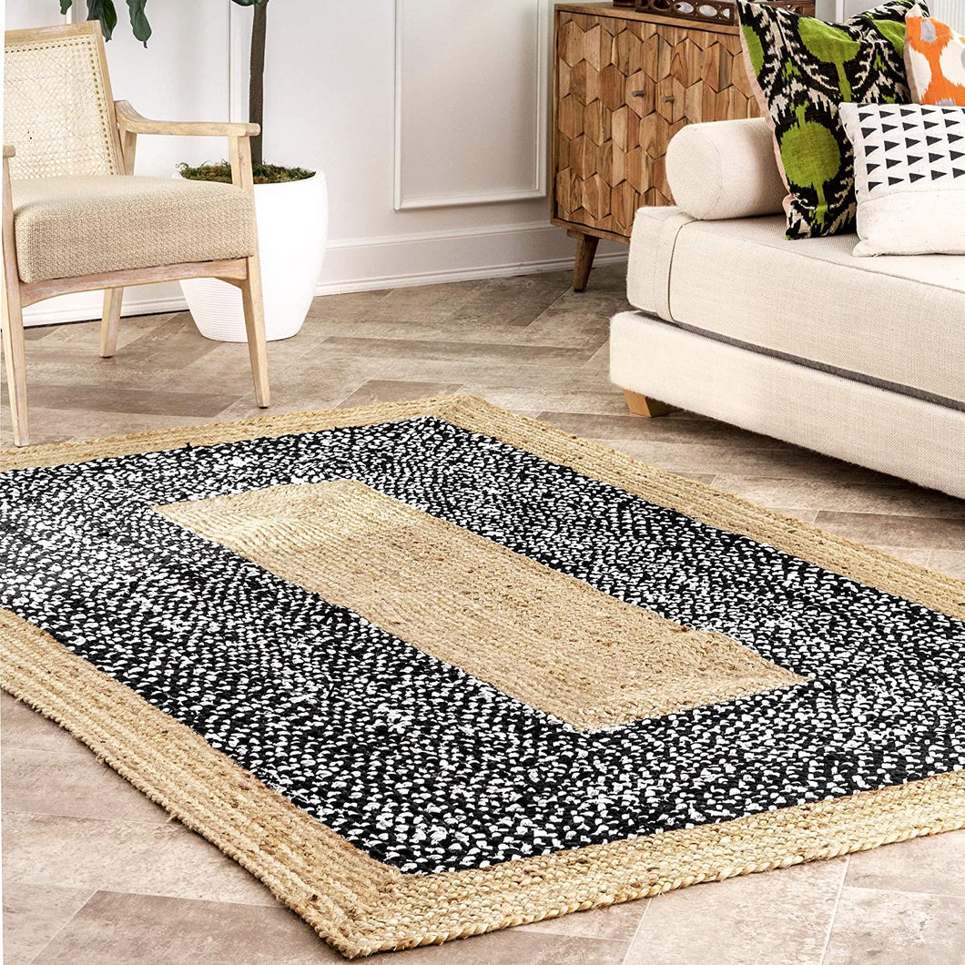 Braided Natural Jute With Cotton Area Rug