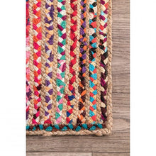 Load image into Gallery viewer, Braided Natural Jute With Multi Cotton Area Rug
