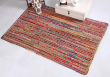 Load image into Gallery viewer, Braided Natural Jute With Multi Cotton Area Rug
