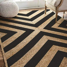 Load image into Gallery viewer, Braided Natural Black Geometric Jute hand-woven Area Rug/carpet
