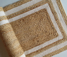 Load image into Gallery viewer, Braided Natural Jute &amp; White cotton Bedside Runner
