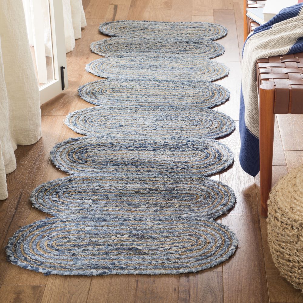 Braided Natural Jute with Denim Bed-side Runner