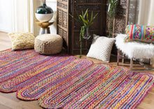 Load image into Gallery viewer, Braided Natural Jute with Colorful Cotton Bed-side Runner

