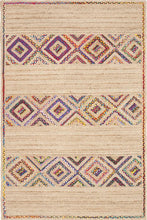 Load image into Gallery viewer, Braided Natural Jute Multi Cotton Diamond Design Area carpet
