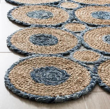 Load image into Gallery viewer, Braided Natural Jute &amp; Denim Area carpet
