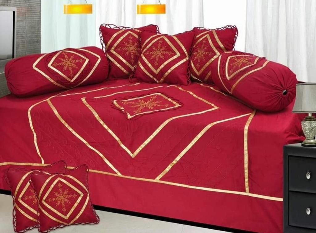 Maroon Quilted Designer cotton Embroidery - 8 Pieces Set