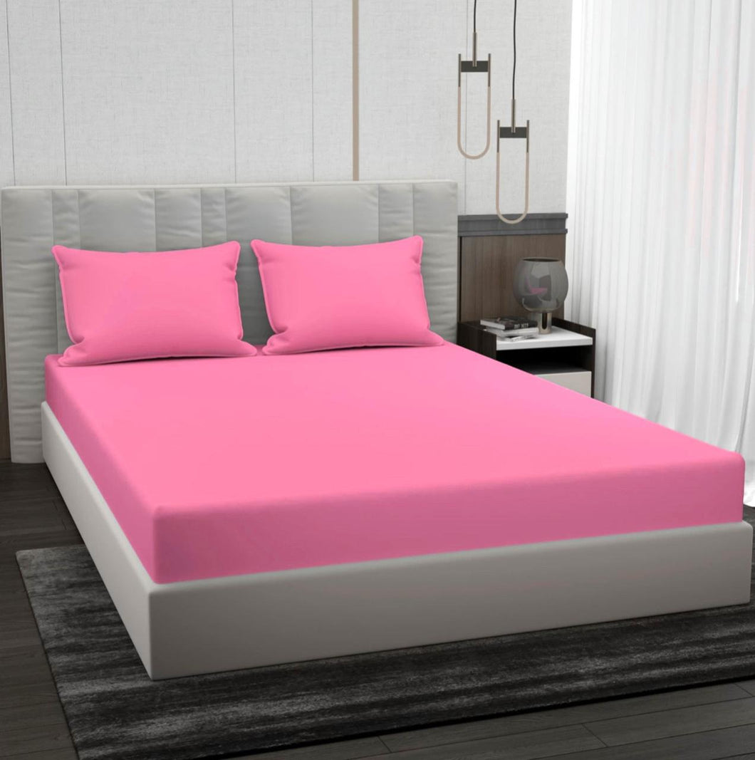 Solid Pink Cotton - Queen size Bedsheet