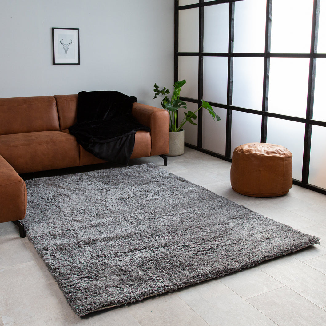 Silver Plain Premium Micro Shag Rug