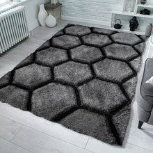 Load image into Gallery viewer, Silver Hexagon Beautiful Premium Shaggy Rug
