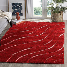 Load image into Gallery viewer, Red &amp; White 3D Cut Collection Classical Look Shaggy Carpet
