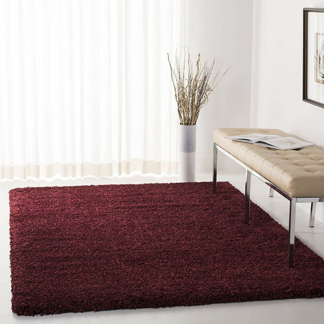 Maroon Plain Wave Stylish Shaggy Rug