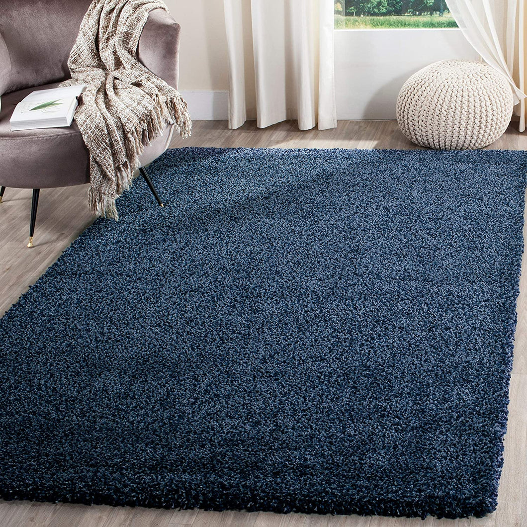 Navy Blue Plain Beautiful Micro Soft Shag Rug