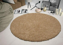 Load image into Gallery viewer, Beige Plain - Premium Round Shaggy Rug
