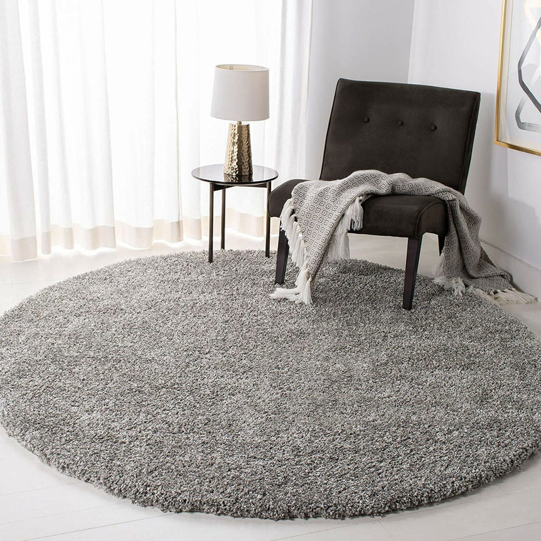 Silver Plain - Premium Soft  Round Shaggy Rug