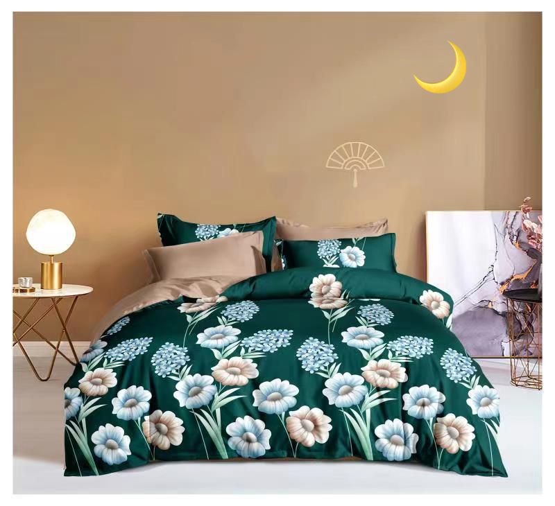 Soft Fabric Flower Green Multi - Night Queen size Bedsheet