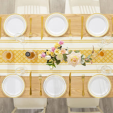 Load image into Gallery viewer, Boho Table Runner with Tassels 14 x 72 Inches, Mustard Yellow &amp; Cream
