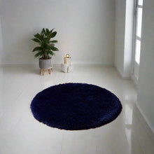 Load image into Gallery viewer, Blue Plain  - Premium Round Shaggy Rug
