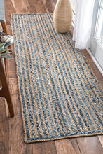 Load image into Gallery viewer, Braided Natural Jute &amp; Denim Bedside Runner
