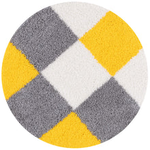 Load image into Gallery viewer, Yellow with Grey - Premium Round Shaggy Rug
